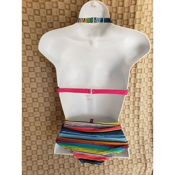 Girls Bikini Halter Style Striped 2 pc Bathing Suit Swimwear Size 14 NWOT - Picture 5 of 5